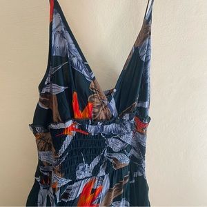 Teal floral jumpsuit, ruched waist, never worn